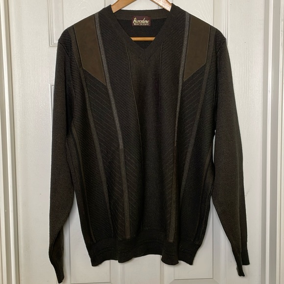 Barcelino Men’s Wool Mid Century Classic Gentlemen’s Brown Sweater Size Medium - Picture 4 of 9